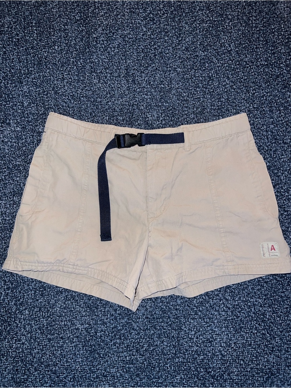 American Eagle Outfitters Cream Shorts with Pinch Buckle Belt